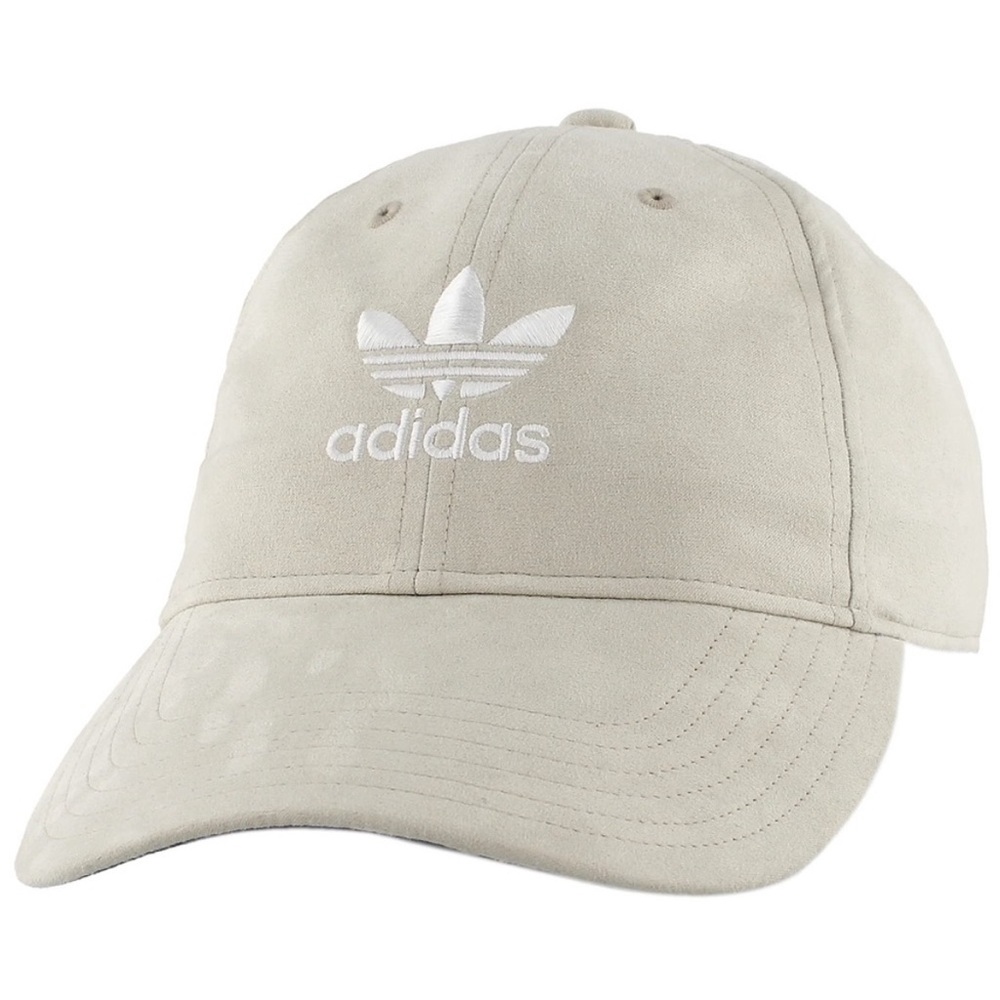 Adidas Beige & White Faux Suede logo Baseball Cap